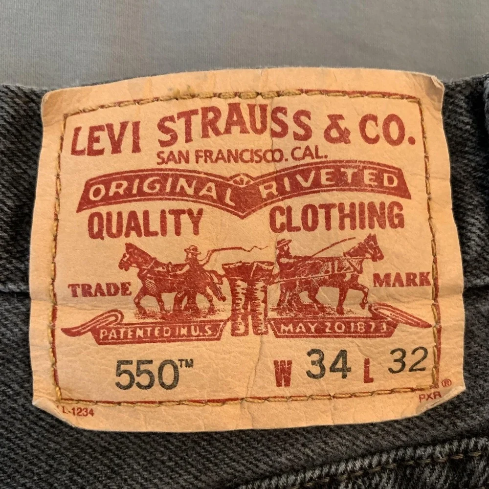 Levis 550 Jeans Mens 34x32‎ Gray Stone Wash Relaxed Fit Tapered Leg Denim Pants